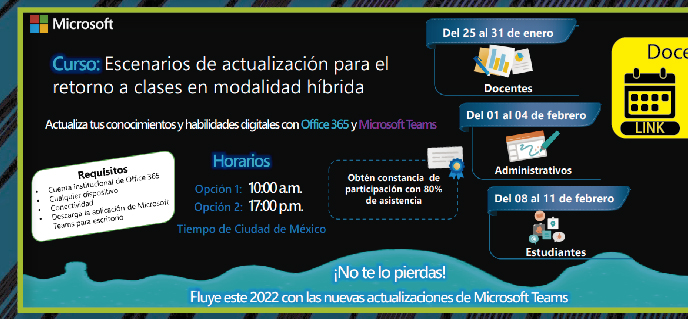 Curso 'Escenarios de actualización para el retorno a clases en modalidad hibrida' (Más información -docentes-)